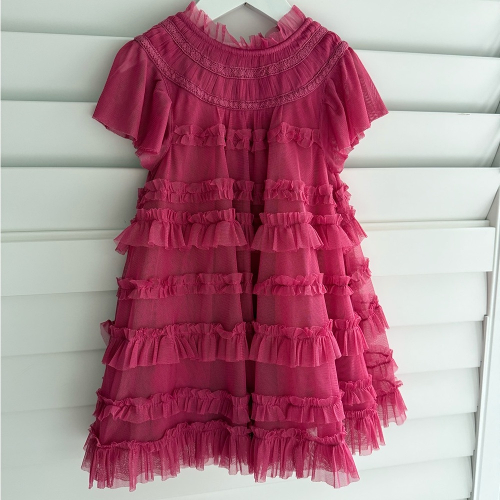 Charming Pink Ruffled Kids Dress